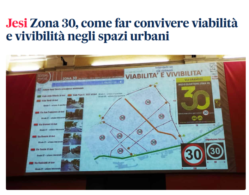Jesi Zona 30, come far convivere viabilità e vivibilità negli spazi urbani